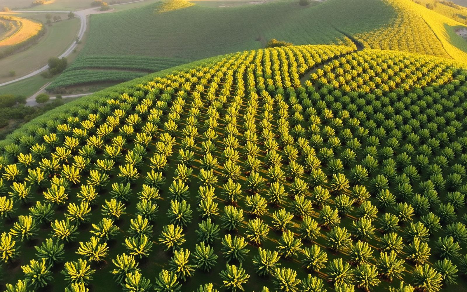 Aerial view of a professionally managed plantation